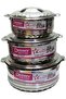 3-Set Of Stainless Steel Hotpot Includes Large 2500ml, Medium 1500ml, Small Silver 1000ml - 2