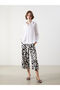 Black Patterned Women's Capri Pants with Elastic Waist