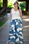High Waist Elastic Pocketed Asymmetric Leg Summer Cotton Viscose Pants Skirt - 7