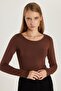 Women's Slim Fit Slim Fit Long Sleeve Viscose Brown Blouse - 7