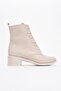 Women's Round Toe Boots Beige Skin Beige - 2