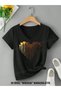 Colorful Hearts Printed Women's V-Neck Summer Regular Fit T-Shirt