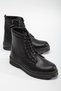 Lace-Up Women's Boots Black Skin Yellow