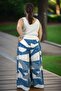 High Waist Elastic Pocketed Asymmetric Leg Summer Cotton Viscose Pants Skirt - 5