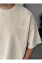 Beige Washed Embossed Oversize T-Shirt Jj-201 - 4