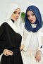 مجموعة من 2 وشاح شيفون عملي من القطن الممشط، كريمي - أزرق داكن، PS-45SET