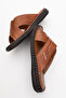 Dericlub Men's Cross Strap Slippers Real Leather Dc 1170 Taba - 6