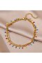 Elegant Gold Tone Stainless Steel Colorful Beaded Double Layer Foot Bracelet - 2