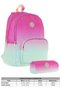 Color Transition Pink Green Girl's School Bag and Pen Holder Set (Kk - K1798+Kk - K2709) - 2