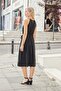 Women's Silky Modal Combed Cotton Fabric Deep Sleeveless Shoulder Accessory Pocketed Lined Dress with Belt-Black - 6