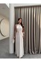 Cream Tie-Detail Waist Slit Dress - 4