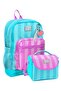 Durable Double Primary School Bag Set for Girls - Turquoise Pink Stripes