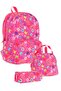 Brocade Triple School Bag Set - Pink - Heart and Kaukko Printed - Girl