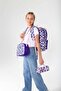 Double Stripe Girl's Primary School Triple School Bag Set - Purple - Floral Pattern - 2