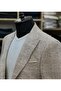 Beige Linen Jacket Self-Patterned Dobby Woven - 3