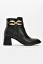 Non-slip buckle women's boot black leather - 2