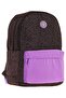 Double Colors Three Compartment Girls School & Casual Backpack - Black Purple - K1837