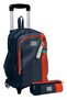 Lighted Men'S, Black Orange Colored Striped Printed, Primary School Rickshaw Bag and Pen Holder Set