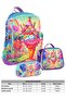 Four Compartment School Bag + Nutrition + Pen Holder Set (Ice Cream - Girl - Red Blue) - 2