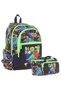 Bag Dinosaur Men's Black Green School Bag and Thermo Lunch Box Set (L5266+L7266)