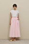 Gathered Wide Voile Skirt Pink - 3