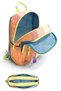 Girl's Backpack and Pen Holder Set - Orange Yellow Blue Colored Stripes - Primary School - 2