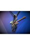 Stainless Steel Bilateral Product Left Key and Guitar Pendant - 3