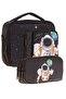 Kids Men's Black White Astronor Three Compartment Lunch Box and Pen Holder Set (L7253+L8253)