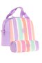 Rainbow Lunchbox + Pen Holder Set Purple Multicolor, Striped, Girl