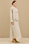 Double-breasted jacket and linen skirt set - beige - 2