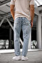 Men's Boyfriend Light Blue Snow Wash 100% Koton Relaxed Fit Jeans - 4
