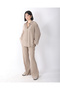 Women's Beige Crinkle Linen Shirt Pants Double Suit - 3