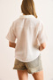 Women's White V-Neck Short Sleeve Muslin Shirt Gml-19001369 - 6