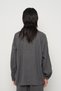 Women's Anthracite Color Judge Collar Shirt with Lace Detail on the Front and Sleeves - 5