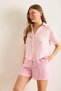 Women's Pink V-Neck Short Sleeve Muslin Shirt Gml-19001369 - 2