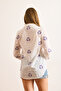 Women's Purple White Embroidered Oval Patterned Fisto Shirt Gml-19001365 - 2
