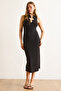 Women's Black Roba Low-Cut Maxi Sandy Dress with Accessories Elb-19002484