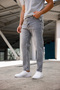 Men's Boyfriend Light Gray 100% Cotton Relaxed Fit Jeans - 5