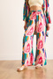 Women's Pink Blue Elastic Waist Patterned Viscose Palazzo Trousers Pnt-19000356 - 6