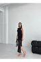 Hollowed Body Fitting Black Knitwear Beach Dress - 5