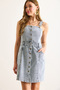Women's Light Blue Mini Pocket Denim Salopet Dress Elb-19002482