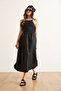 Women's Black and White Slit Trend Midi Dress Elb-19002480 - 3