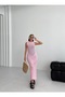Body Fitting Slit Knitwear Beach Dress - Pink - 2