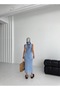 Body Fitting Slit Knitwear Beach Dress - Blue - 7