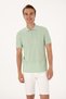 Men's Regular Fit Water Green Polo Neck Zipper T-Shirt 50300813-Vr048