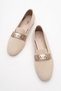Women's Buckle Knitwear Shoes Beige - 5
