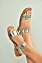 U944834003 Silver Genuine Leather Women's Sandals