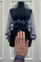 Navy Blue Bridal Veil Set, Glass Beads and Pearls, Henna Night Veil Face Cover Set 6 Pieces - 8