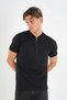 Men's T-Shirt with Zipper Collar Detail - 4