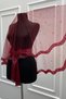Burgundy Bridal Veil Set, Glass Beads and Pearls, Henna Night Veil Face Cover Set 6 Piece - 3